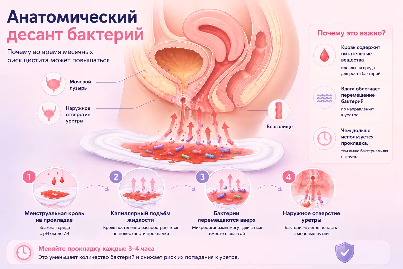 Схема анатомического десанта бактерий в уретру