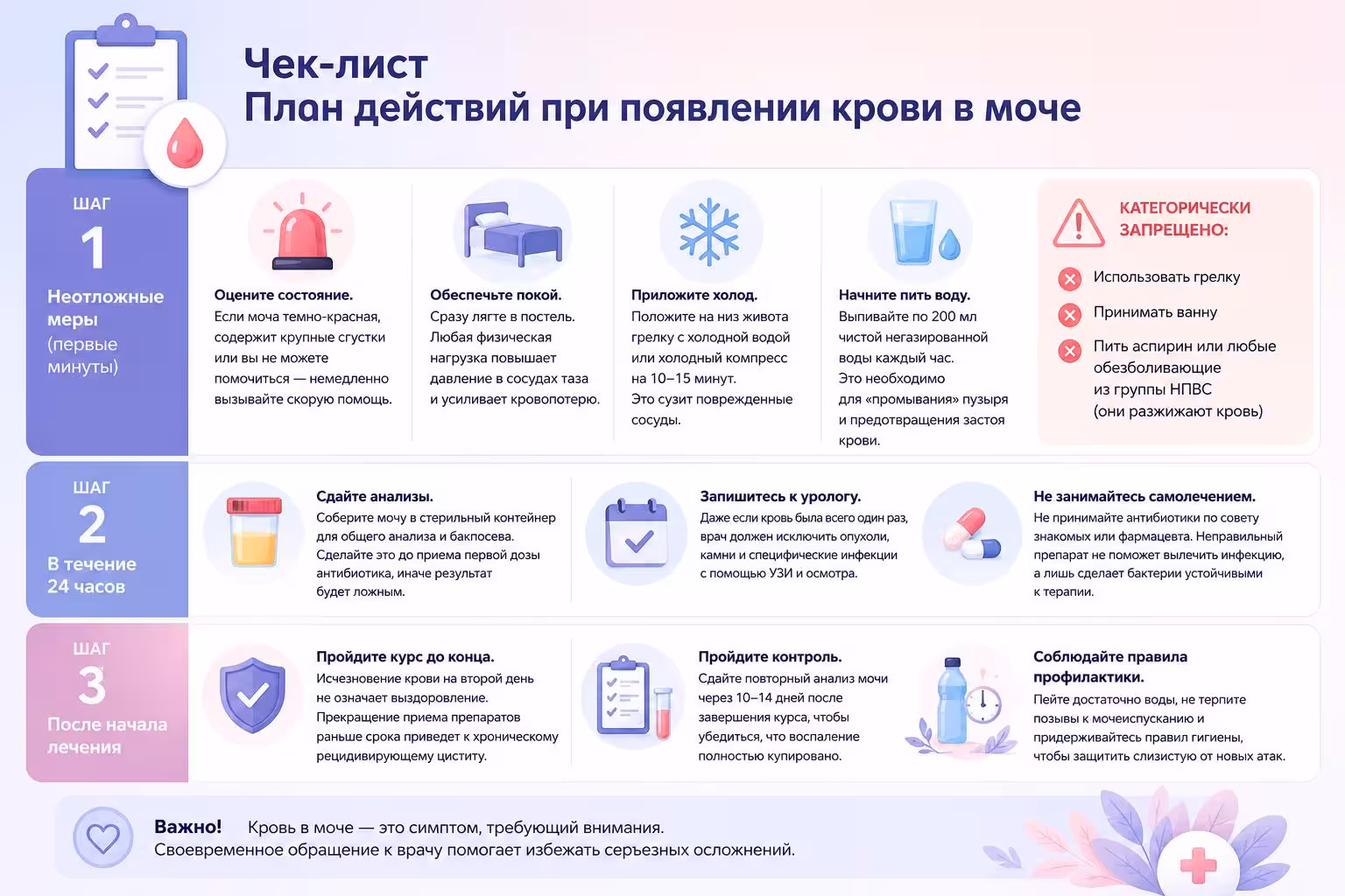 Чек-лист “План действий при появлении крови в моче”