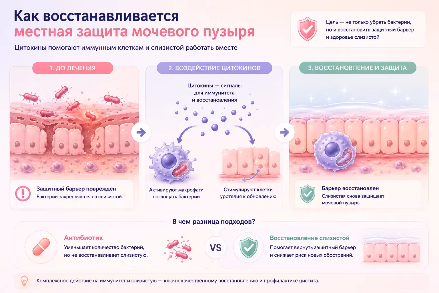 Механизм восстановления слизистой мочевого пузыря цитокинами