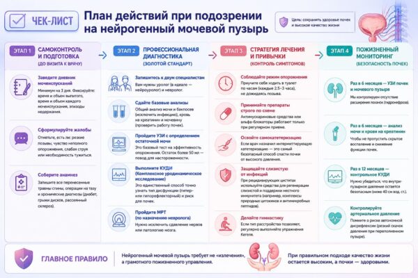 Чек-лист: план действий при подозрении на нейрогенный мочевой пузырь